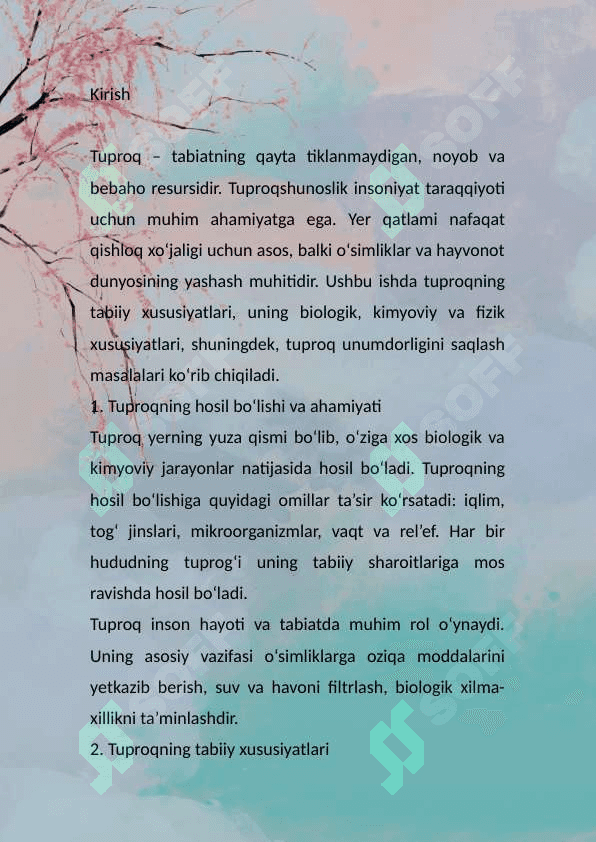 Tuproq va uning tabiiy xususiyatlari 2