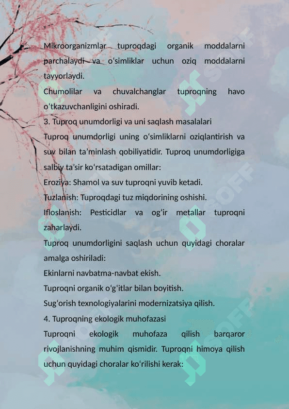 Tuproq va uning tabiiy xususiyatlari 4