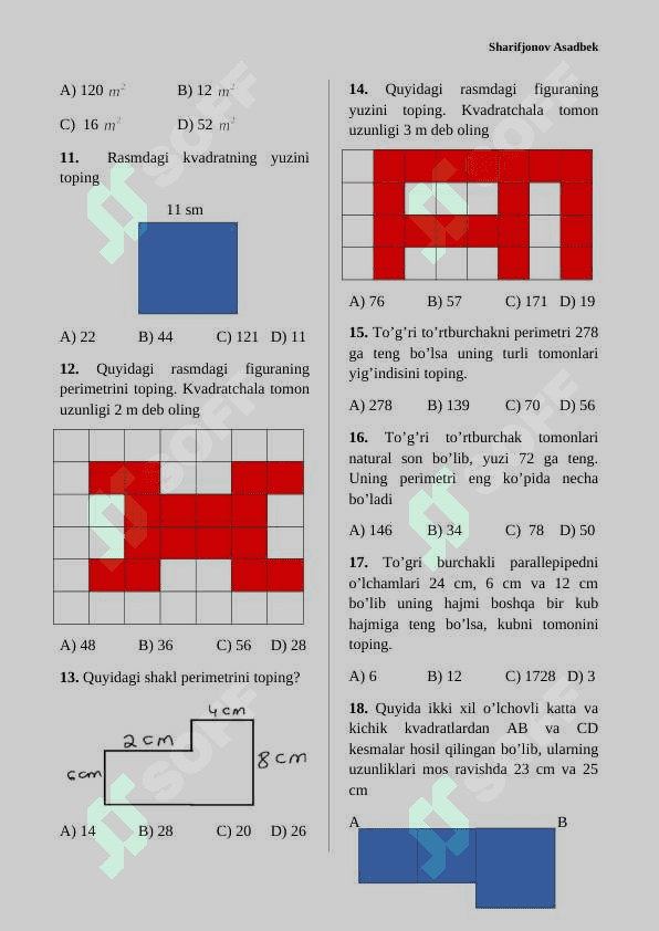 Matematikadan Test-2 40 talik 2