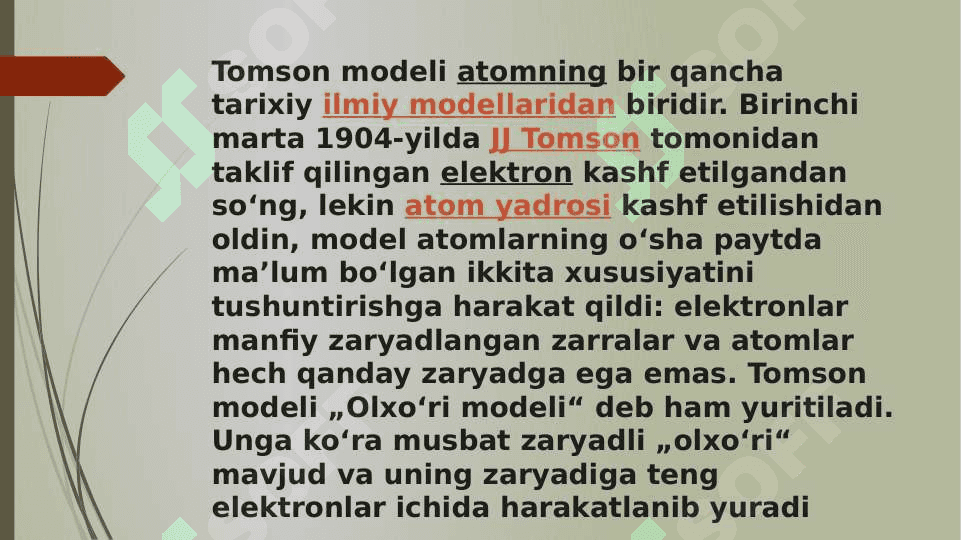 ATOMNING TOMSON MODELI 2