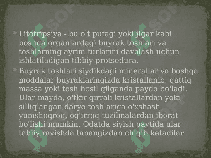Litotripsiya. 2