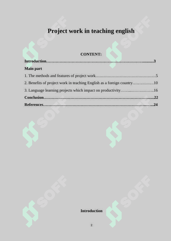 Project work in teaching english 2