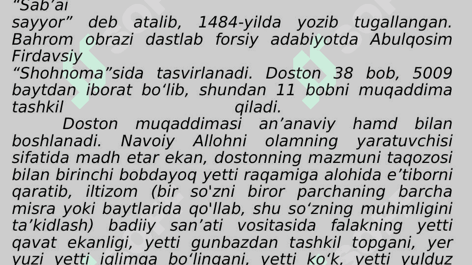 Sabbai sayyor dostoni 2
