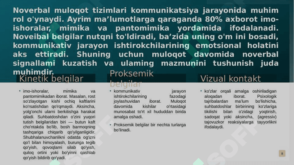 Muloqot   va  axborot ayriboshlash 8