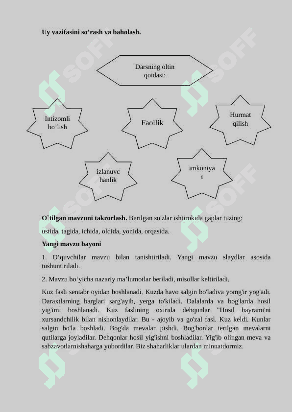 3-sinf “Kuz keldi” dars ishlanma 4