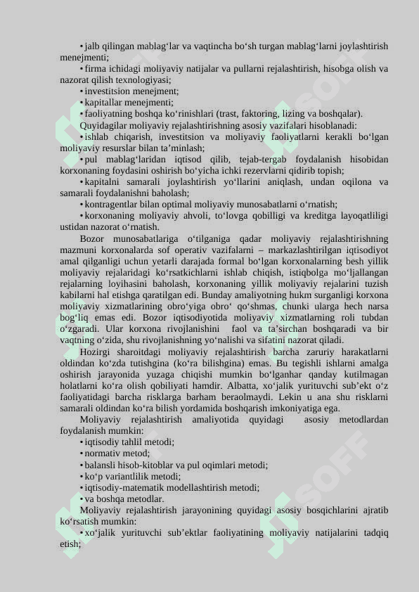 Moliyaviy rejalashtirish va tartibga solish 2