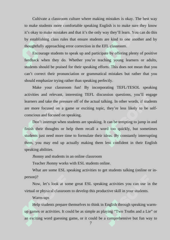 FACILITATING ESL READING BY TEACHING TEXT STRUCTURE 7