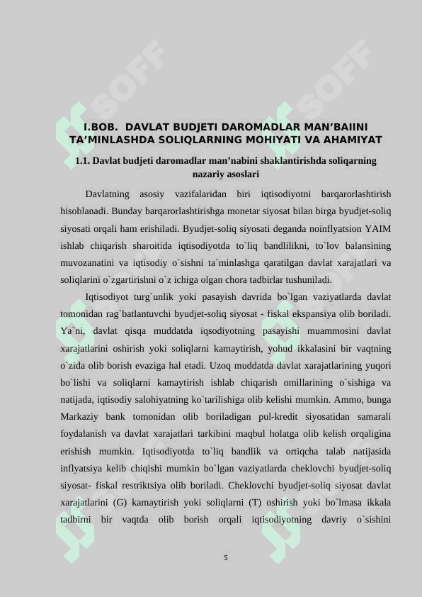 DAVLAT BUDJETINING DAROMALARI VA XARAJATLARI 5