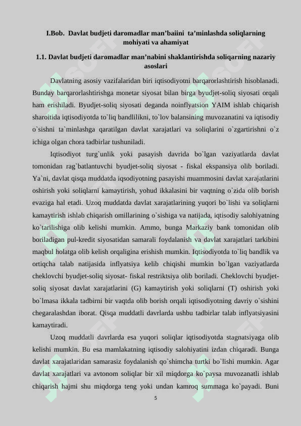 DAVLAT BUDJETINING DAROMALARI VA XARAJATLARI. 5
