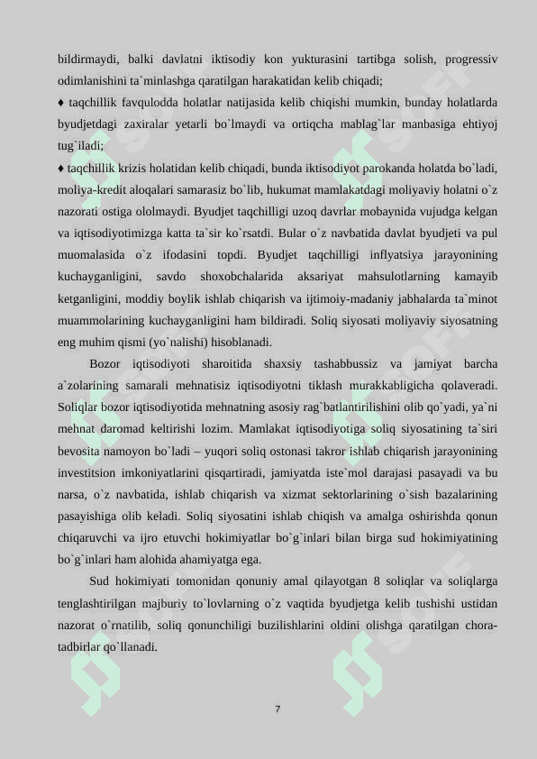 DAVLAT BUDJETINING DAROMALARI VA XARAJATLARI. 7