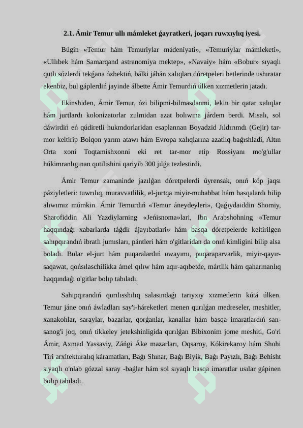 Ámir Temur hám Temuriyler dáwiri arxitekturası 3