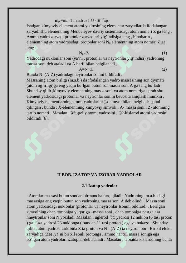 Izotop va izobar yadrolar 8