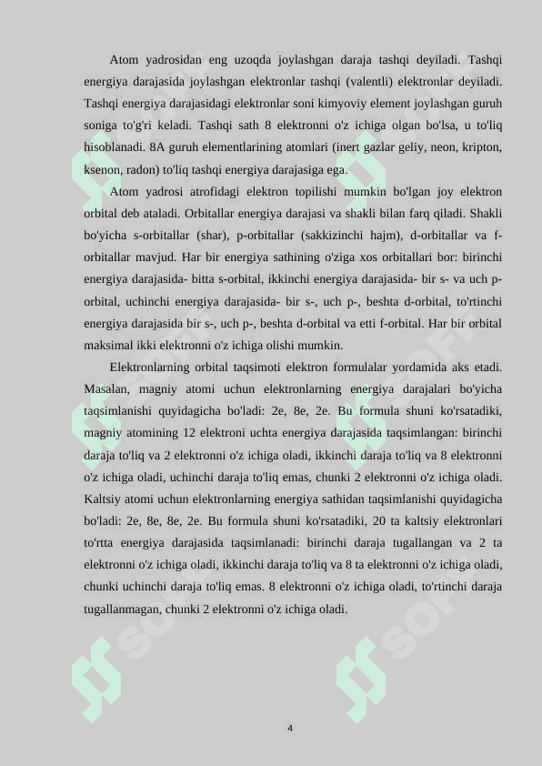 Elektronlarni energetik sohalar bo`yicha taqsimoti 4
