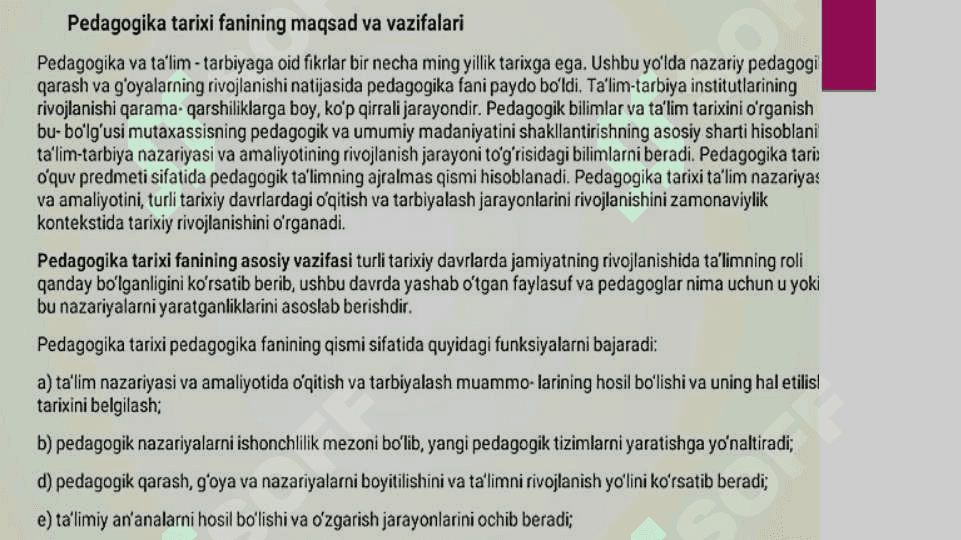 pedagogika tarixi mustaqil fan sifatida. 2