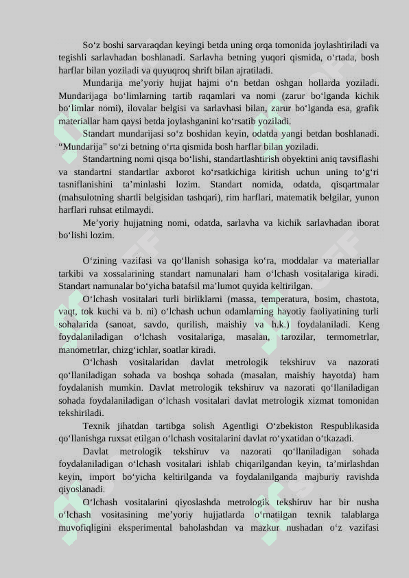 O‘zbekiston Respublikasi standartlashtirish davlat tizimi. Standartlashtirish bo‘yicha davlat nazorati. 2