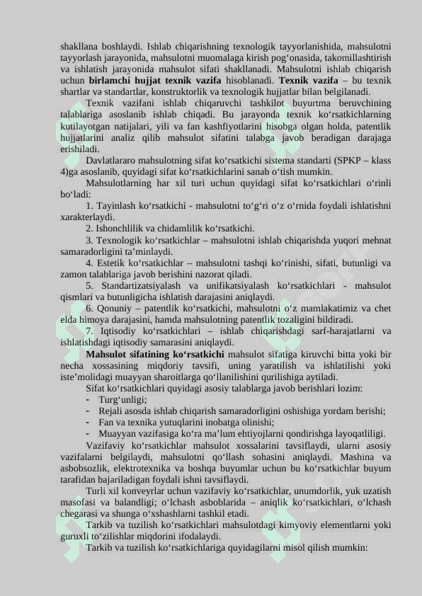 Mahsulot va xizmatlar sifati. Sifat ko‘rsatkichlari. 3