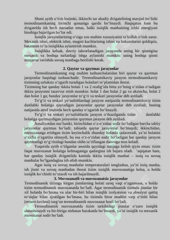 TERMODINAMIKANING BIRINCHI QONUNI IKKINCHI QONUNI 2