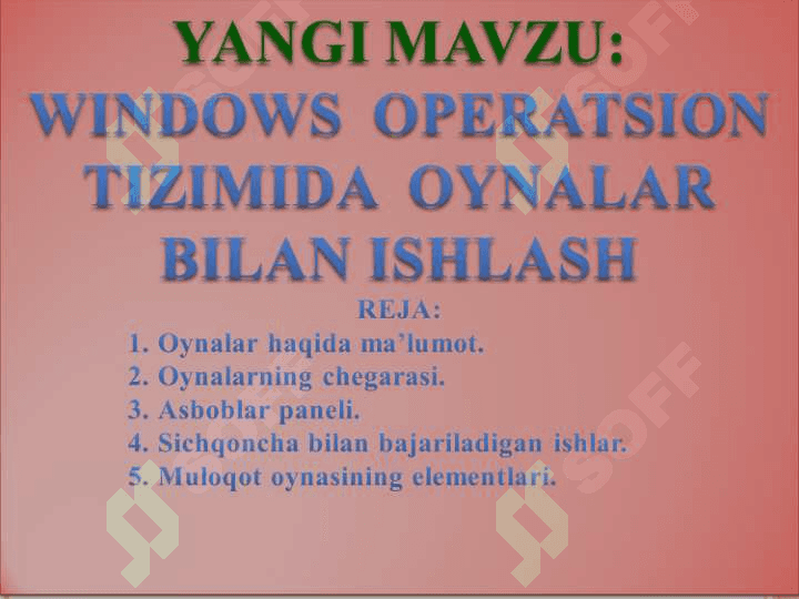 Windows operatsion tizimida oynalar bilan ishlash 2