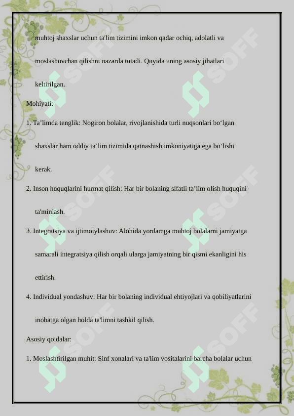 Alohida yordamga muhtoj shaxslarni inklyuziv ta'lim konsepsiyasining mohiyati va asosiy qoidalari 3