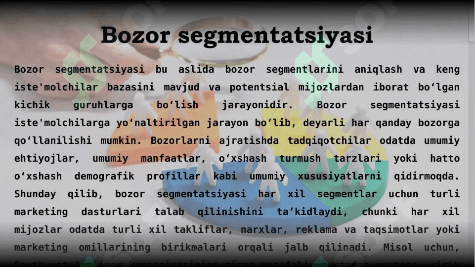 Bozor segmenti va xaridor turlari 4