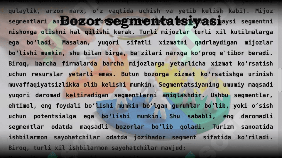 Bozor segmenti va xaridor turlari 6