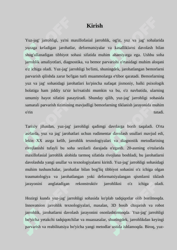 YUZ-JAG' JARROHLIGI BO'LIMINING TUZILISHI, YUZ- JAG' SOHASI JAROHATLANGANDA BEMORLARNI PARVARISH QILISH. YUZ-JAG' SOHASI SHIKASTLANGAN VA SINGAN BEMORLARNI PARVARISH 4