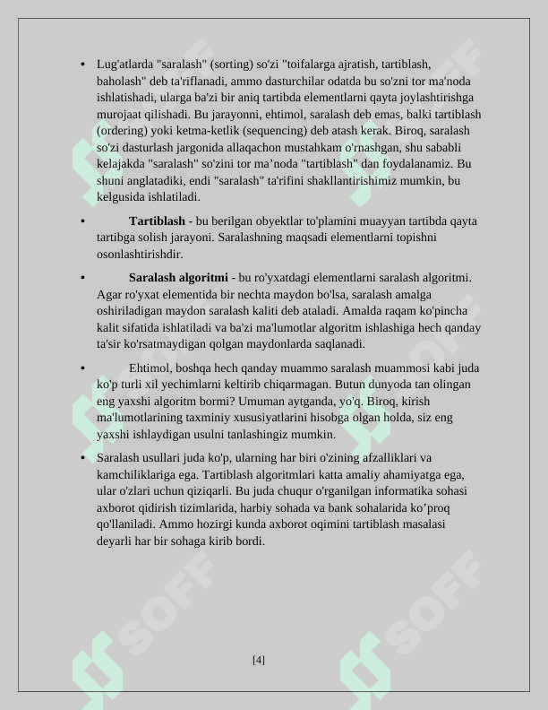 Saralash va qidirish uchun samarali algoritimlar 4