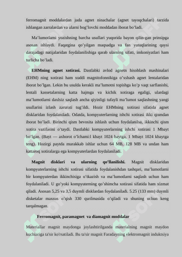 QATTIQ JISMLARNING MAGNIT XOSSALARI 6