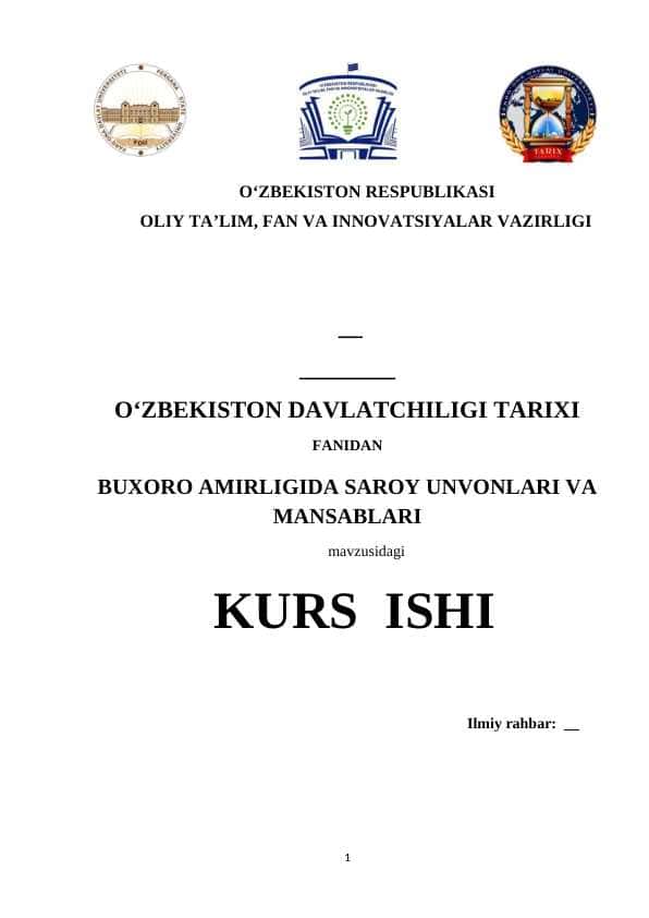 BUXORO AMIRLIGIDA SAROY UNVONLARI VA MANSABLARI