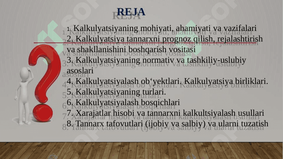 MAHSULOT (ISH, XIZMAT)LAR TANNARXINI KALKULYATSIYALASH 2