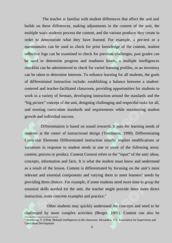 DIFFERENTIATING INSTRUCTION IN FOREIGN LANGUAGE 5
