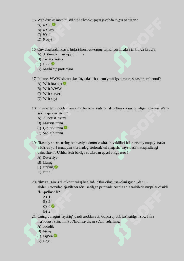 Argos test javoblari bilan 2024-2025  Davlat xizmatchisi 2024-2025 3