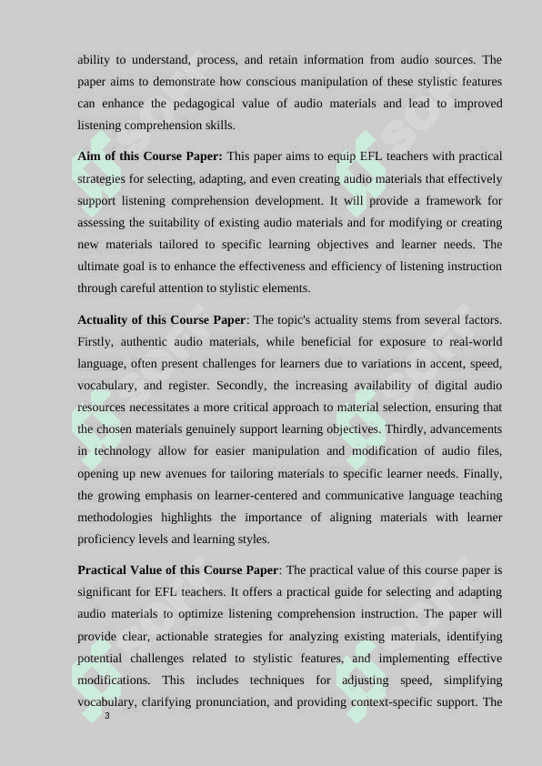 MAKING UP LISTENING EDXERCISES CONRIBUTING course paper 3