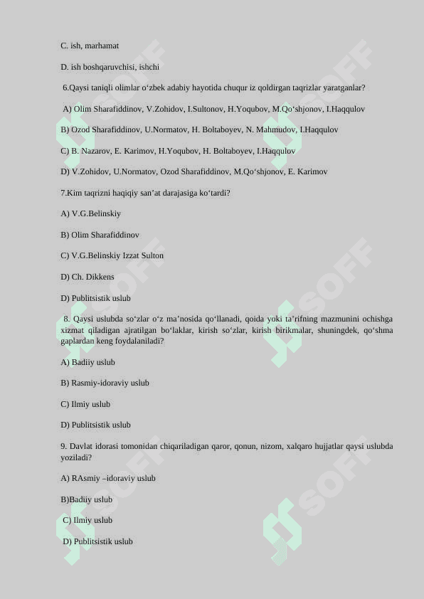 Akademik yozuv fanidan test savollari 2