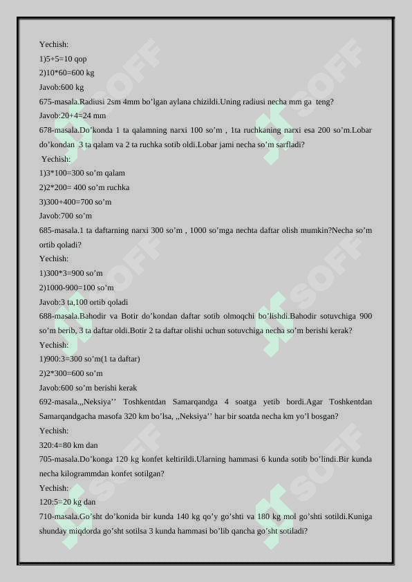 MIQDORLARGA  OID MASALALAR YECHISH 4