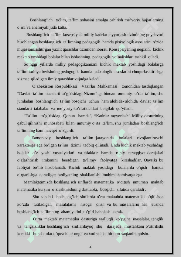Boshlang’ich sinflarda matematikadan tenglama va tengsizliklarni o’rganish metodikasi 4