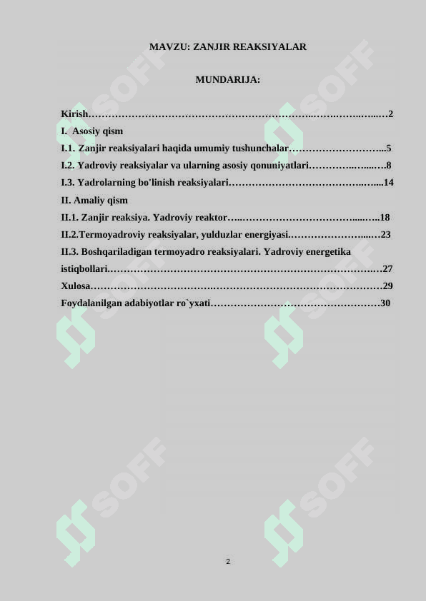 Zanjir reaksiyalari Kurs ishi 2