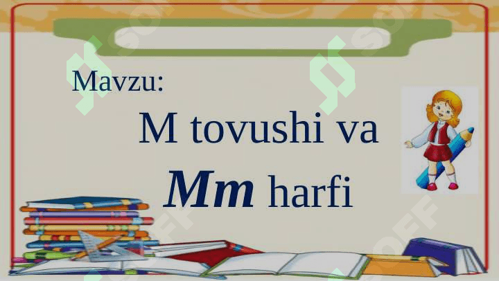 Yozuv darsi 1-sinf  kichik m harfi 2