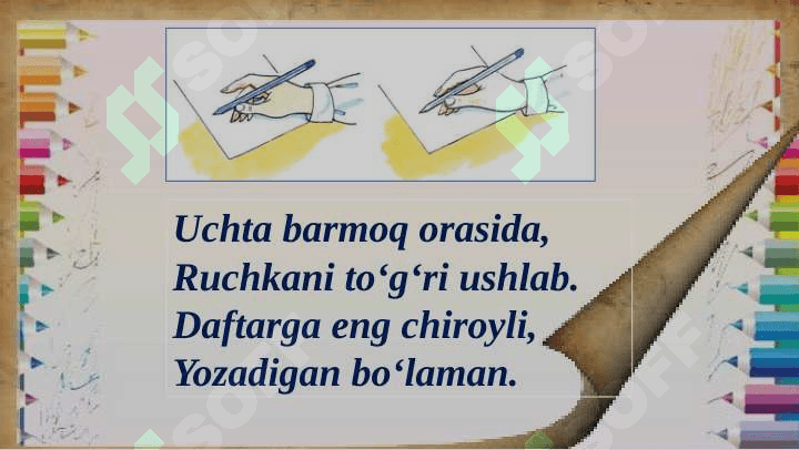 Yozuv darsi 1-sinf  kichik m harfi 8