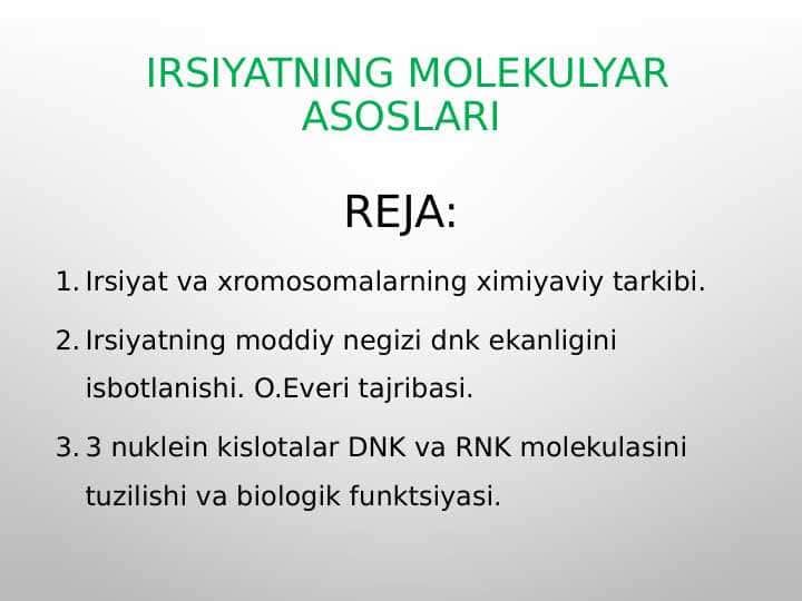 Irsiyatning molekulyar asoslari