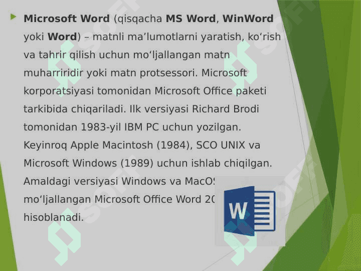 Microsoft Word dasturi va uning interfeysi 2