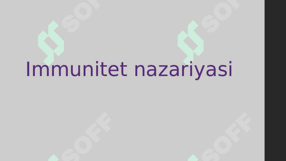 Immunitet nazariyasi 2