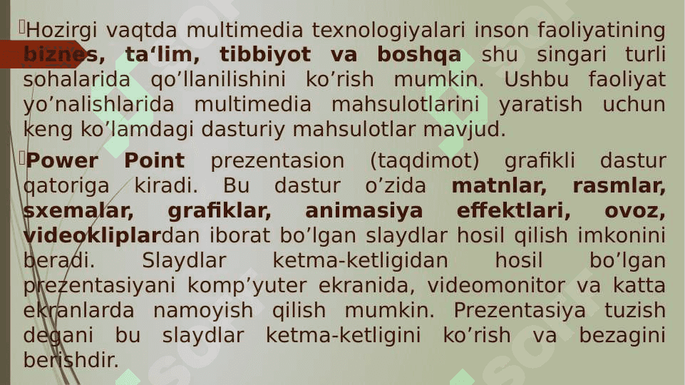 TAQDIMOT YARATISHNING ZAMONAVIY VOSITALARI VA TA’LIM JARAYONIDA QO‘LLANILISHI 8