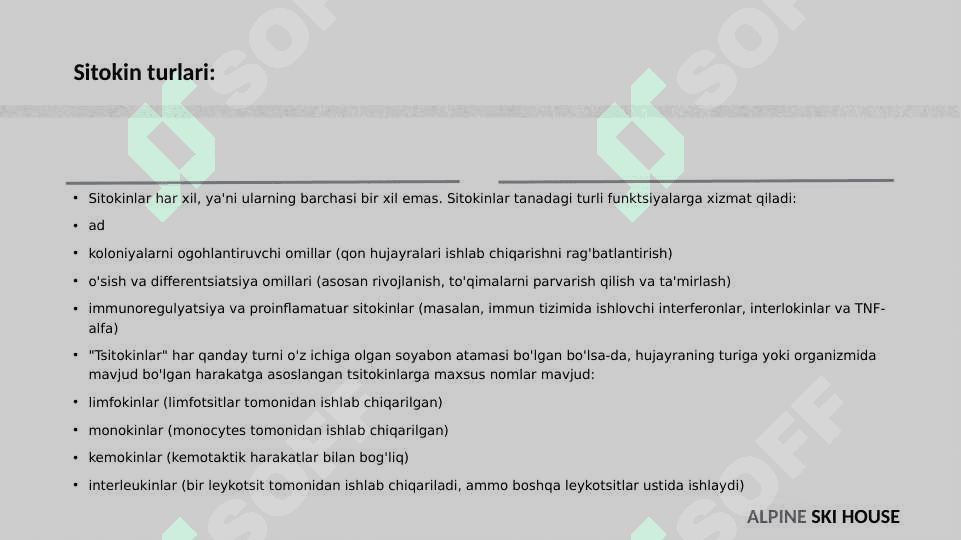 INTERFERON VA SITOKINLAR, SINTEZLANISHI, TA’SIR MEXANIZMI 6