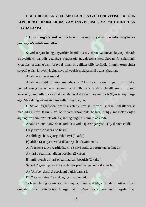 Savod o’rgatish davrida bo’g’in  ustida ishlash 8