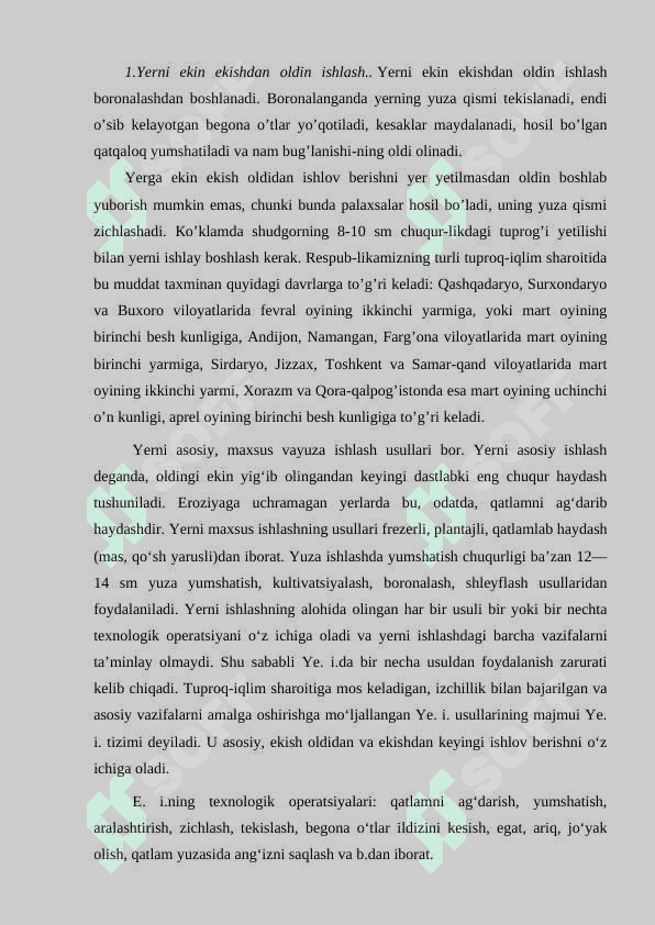 Yerga ekin ekishdan oldin ishlov berish. 4