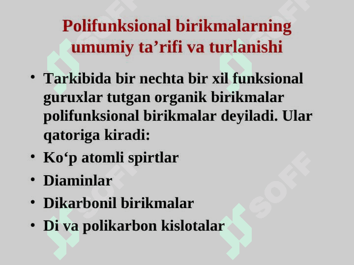 Poli va geterofunksional va geteroxalqali birikmalar 2