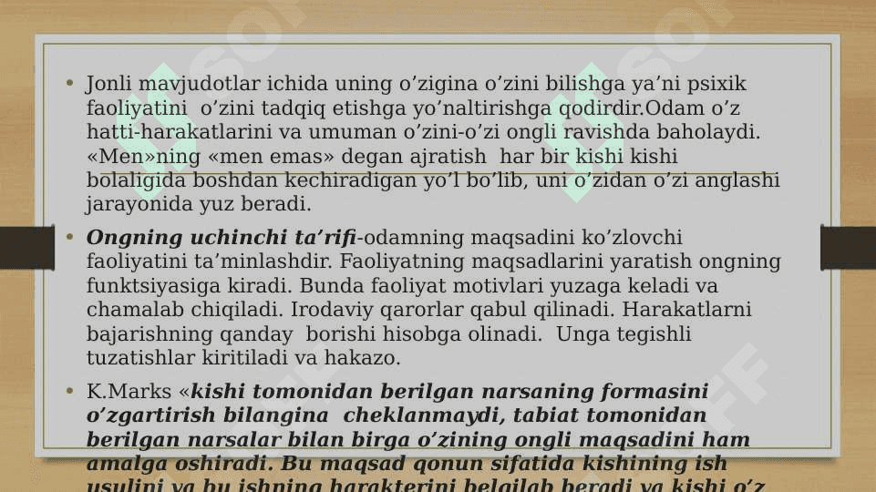 Ong va o'z o'zini anglash. 3