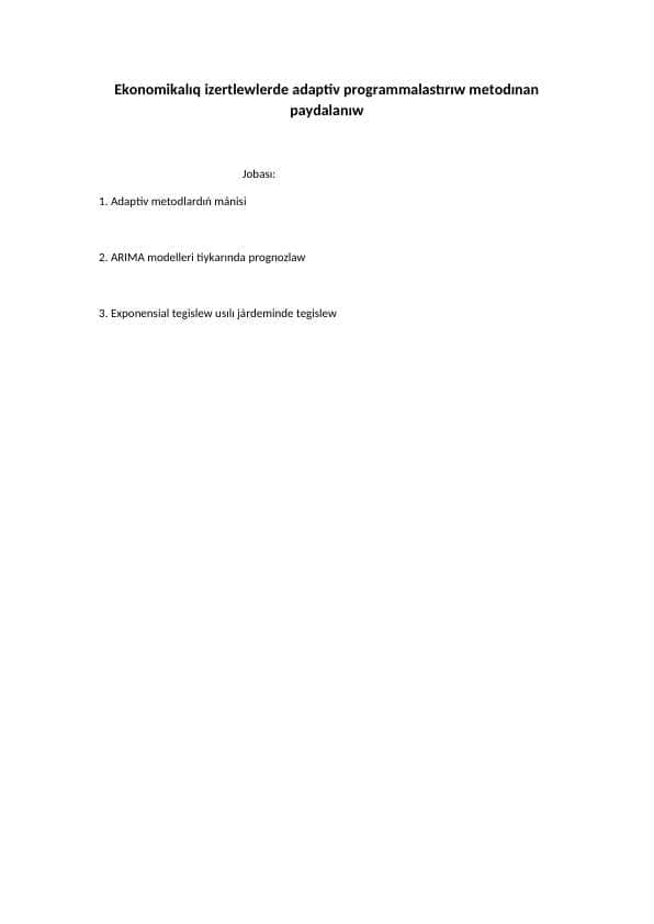 ekonomikada adaptiv programmalastırıw