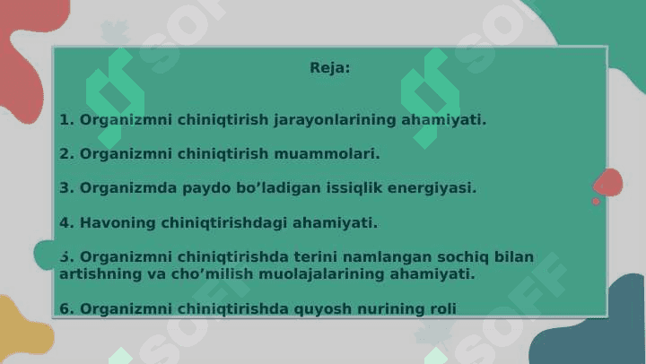 Organizmni chiniqtirish usullari 2